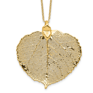 24k Gold Dipped Real Aspen Leaf with 20 inch Gold-tone Necklace