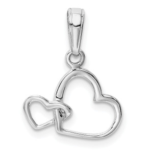 10K Gold  White Gold Polished Intertwined Double Heart Pendant