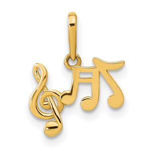 14K Gold  Polished Music Notes Pendant