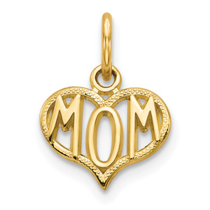 14K Gold  MOM Heart Charm