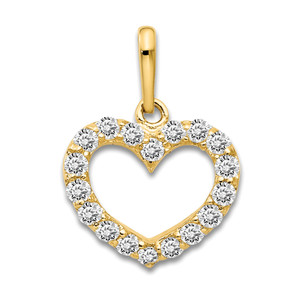 14K Gold  CZ Children's Heart Pendant