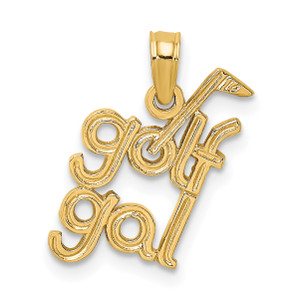 14K Gold  Solid Polished GOLF GAL Charm