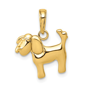 14K Gold  Polished Dog Charm