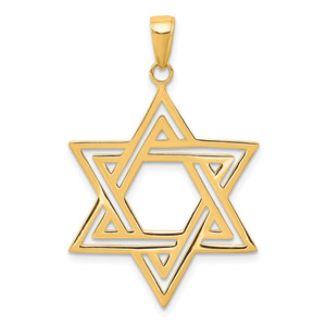 14K Gold  Solid Polished Star of David Charm