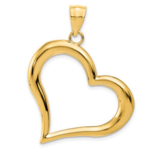 14K Gold  Polished Dangling Heart Pendant