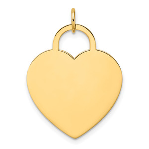 14K Gold  Polished Heart Shaped Disc Pendant