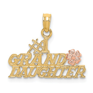 14K Gold  Two-Tone #1 GRANDDAUGHTER w/ Flowers Charm