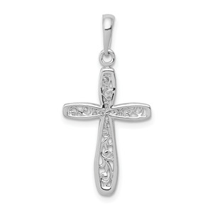 14K Gold  White Gold Cross w/ Filigree Center Charm