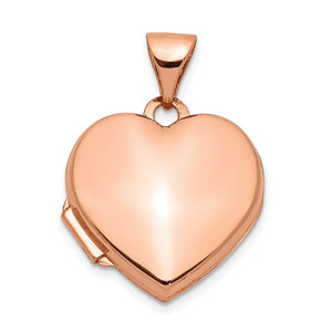 10K Gold  Rose Gold 15mm Plain Heart Locket