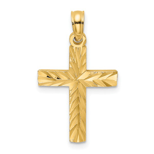 14K Gold  D/C Block Cross  Charm