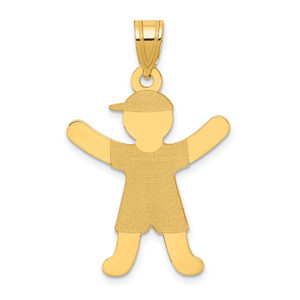 14K Gold  Laser Polished Boy with Hat Charm