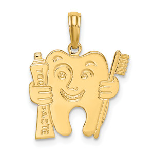 14K Gold  Polished Flat-Backed Dental Charm