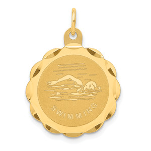 14K Gold  Swimming Disc Charm