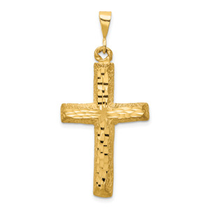 14K Gold  Diamond-cut Cross Charm