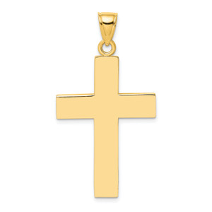 10K Gold  Polished Large Block Cross w/ Open Back Charm