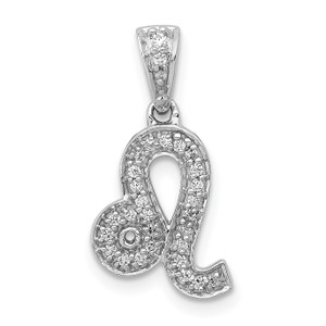 14K Gold  White Gold Diamond Leo Zodiac Pendant