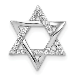 14K Gold  White Gold 1/8ct. Diamond Star of David Chain Slide