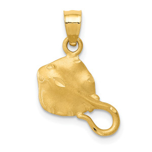 14KT Gold  Polished and Satin St Francis Medal Hollow Pendant XR1321
