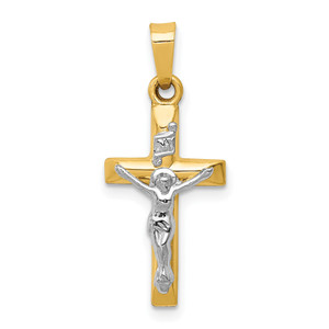 14KT Gold  White Gold Polished Hollow Cross Pendant K4998