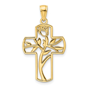 14KT Gold  Satin Diamond-cut Leo Zodiac Charm C480
