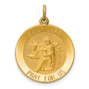14KT Gold  and White Rhodium Polished Saint Christopher Protect Us 16mm Round Locket XL888
