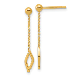 Leslie's 14KT Gold  Polished Diamond-shaped Dangle Post Earrings LE2959