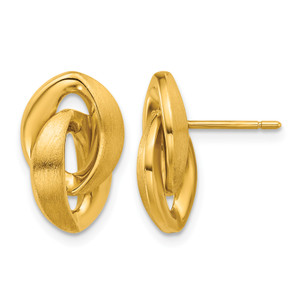 Herco 18K Polished and Brushed Double Navette Post Earrings 18HRE293Y