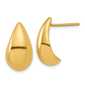 Leslie's Sterling Silver Gold-plt Polished Puff Teardrop Post Earrings LE2870