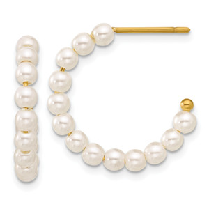 Chisel Stainless Steel Polished Yellow IP-plated White Mother of Pearl J-Hoop Earrings SRE1788