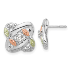 Sterling Silver Rhod-pltd w/12K Accents Diamond Love Knot Post Earrings QE16846GP