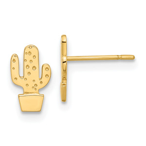 14KT Gold  Polished Cactus Post Earrings YE2196