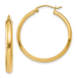 10KT Gold  Round Tube Hoop Earrings 10T1076