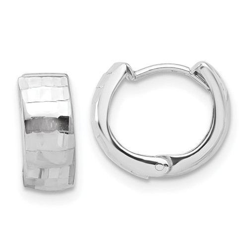 Leslie's 14KT Gold  White Gold Polished and Diamond-cut Huggie Hoop Earrings LE2320