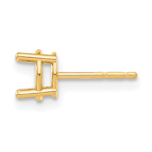 14KT Gold  Round 4-Prong 5.5mm Heavy Post Earring Mounting YG5126