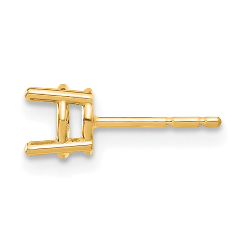 14KT Gold  Round 4-Prong 5mm Heavy Post Earring Mounting WGSIL6