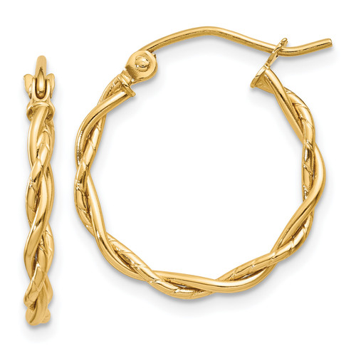 10KT Gold  Polished 2.25mm Twisted Hoop Earrings QTC1751