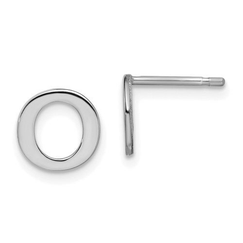 10KT Gold WPolished Initial Letter O Post Earrings 10XNE45W/M