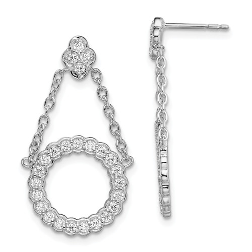 Diamond Circle Chain Drop Post Earrings LE2148