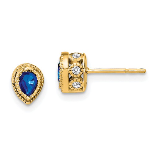 14KT Gold  Sapphire and Diamond Earrings TF1947