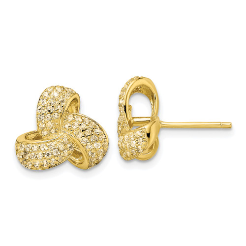 Sterling Silver Gold-plated Yellow CZ Micro Pave Swirl Post Earrings EM6891-032-YA