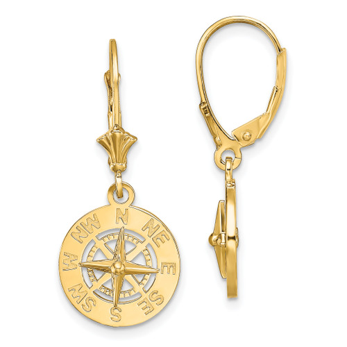 14KT Gold  Mini Nautical Compass Leverback Earrings TF1812 14KT Gold  Mini Nautical Compass Leverback Earrings TF1812
