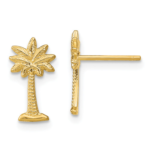 14KT Gold  Palm Tree Post Earrings