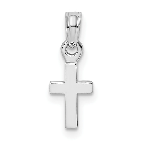14KT  White Gold 3-D and Polished Mini Cross Charm 14KT  White Gold 3-D and Polished Mini Cross Charm