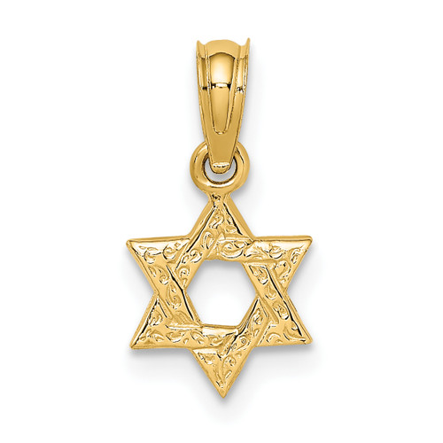 14KT  Mini Star Of David w/ Engraved Swirl Charm 14KT  Mini Star Of David w/ Engraved Swirl Charm