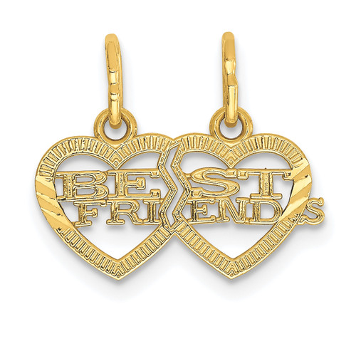 14KT  Double Heart BEST FRIENDS Break-apart Charm