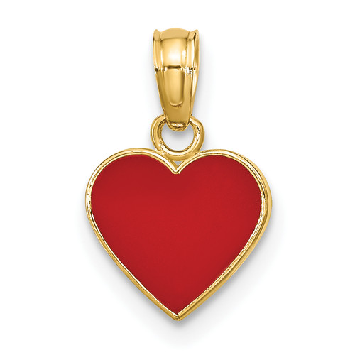 14KT  Polished Enameled Heart Pendant 14KT  Polished Enameled Heart Pendant
