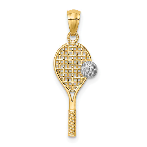 14KT  w/White Rhodium Tennis Pendant