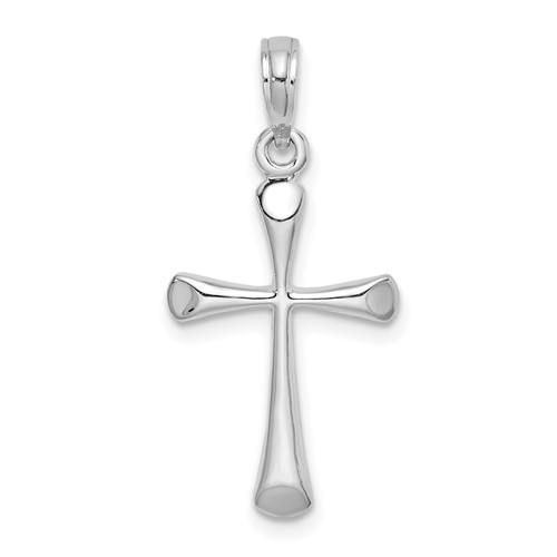 14KT  White Gold Polished Beveled Tip Cross Charm 14KT  White Gold Polished Beveled Tip Cross Charm
