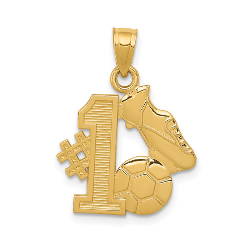14KT  #1 Soccer Ball With Cleats Pendant