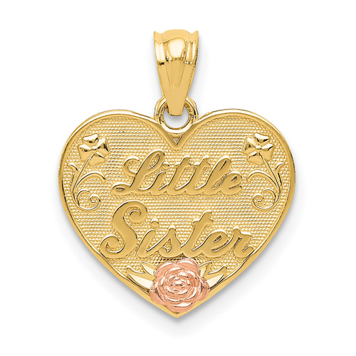 14KT  Two-tone LITTLE SISTER Heart Pendant